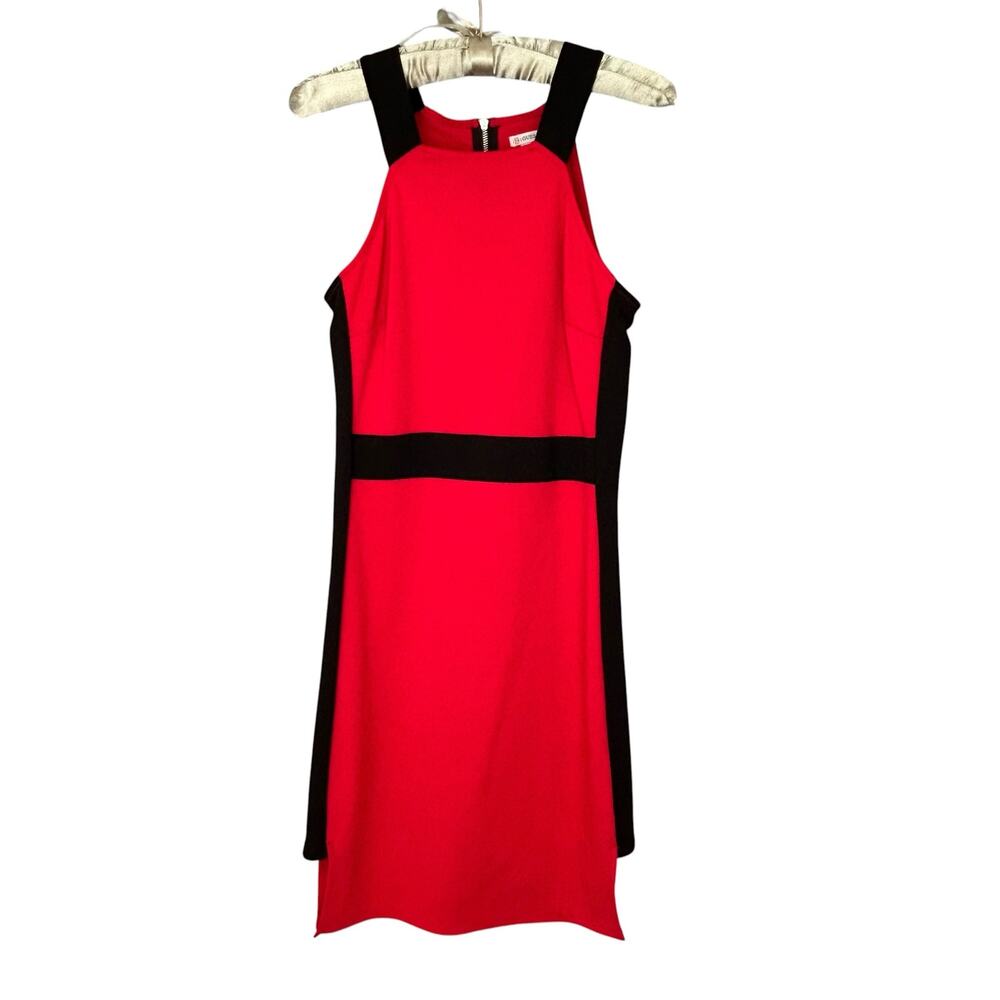 GUESS Dress Women Med Bodycon Red Black Colorblock Y2K Retro Midi Cocktail Party